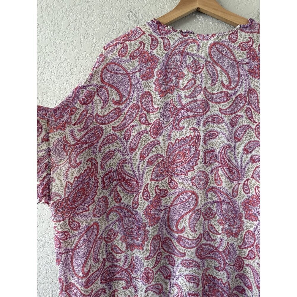 J. Jill Purple Paisley Peasant Ruffle Sleeve Lightweight Breathable Top Boho 2x - Picture 8 of 8